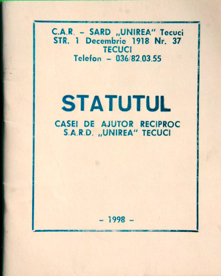 Statut 1998 SARD Unirea Tecuci